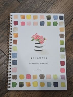 Bouquets Watercolor Workbook - Floral Cover with Pink Flowers